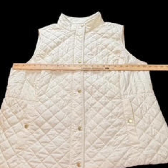 Talbots Quilted Vest Ivory White Fleece Lined Zip Snap Pockets Women’s Plus 2X - Picture 8 of 13